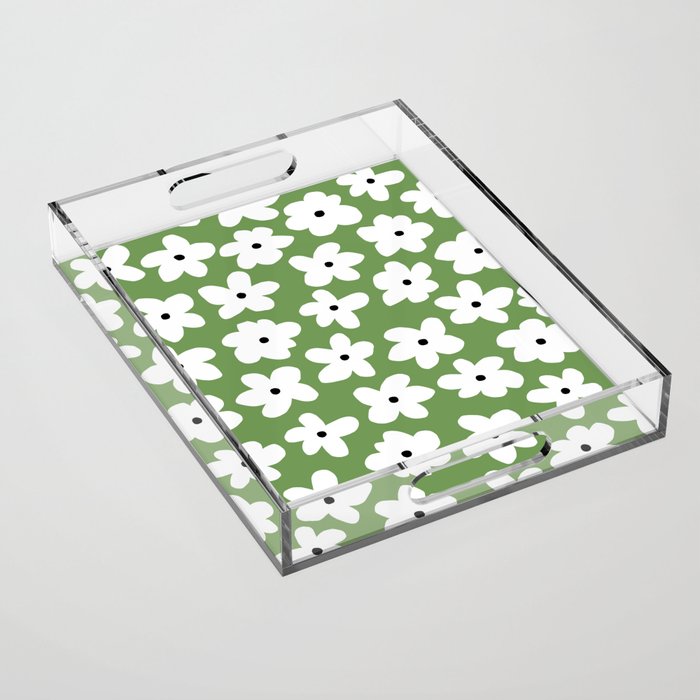 Daisy field - green Acrylic Tray Gallery Image 1