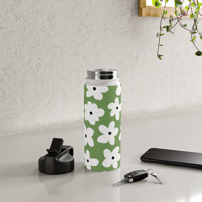 Daisy field - green Water Bottle Gallery Image 4