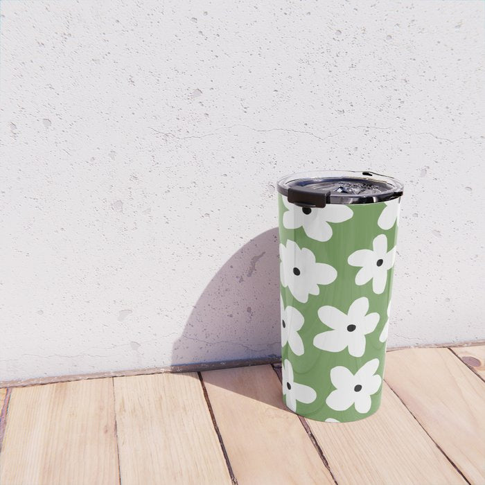 Daisy field - green Travel Mug Gallery Image 4