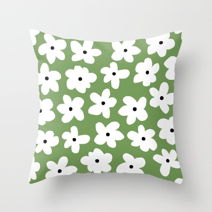 Daisy field - green Throw Pillow Gallery Image 6