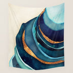 Abstract Blue with Gold Wall Tapestry Gallery Image 4