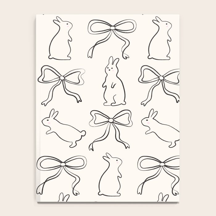 Ribbon Bows and Bunnies in Black and Linen White Notebook Gallery Image 4