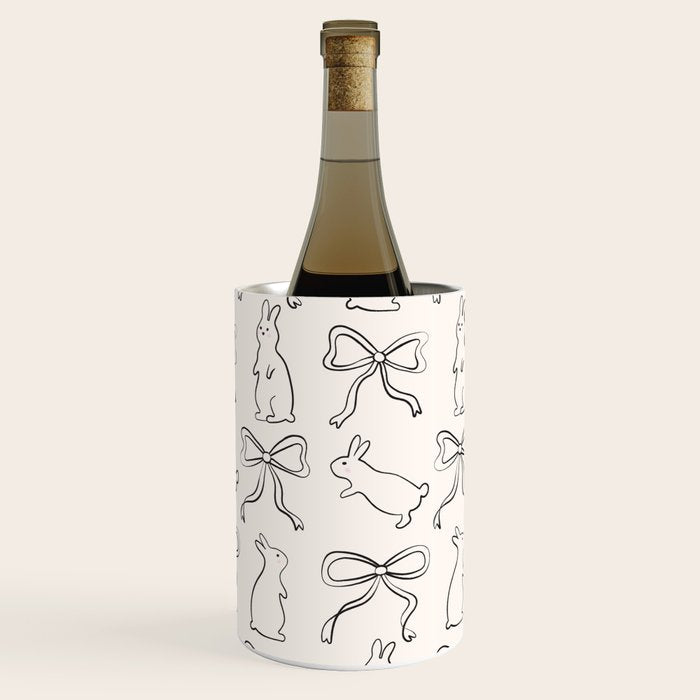 Ribbon Bows and Bunnies in Black and Linen White Wine Chiller Gallery Image 2