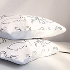 Ribbon Bows and Bunnies in Black and Linen White Pillow Sham Gallery Image 3