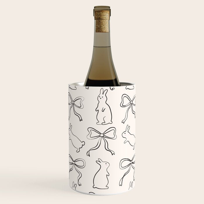 Ribbon Bows and Bunnies in Black and Linen White Wine Chiller Gallery Image 3