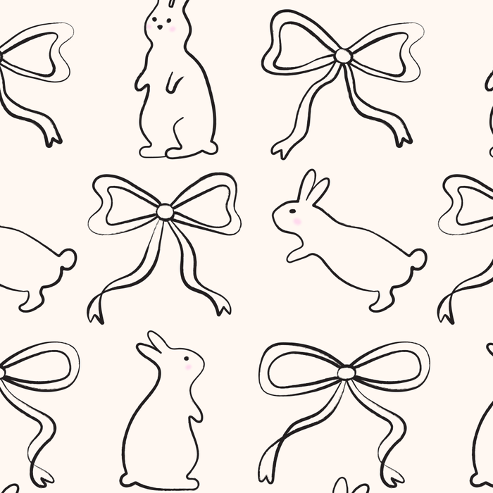 Ribbon Bows and Bunnies in Black and Linen White Coffee Mug Gallery Image 2