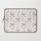 Ribbon Bows and Bunnies in Black and Linen White Laptop Sleeve Gallery Image 1