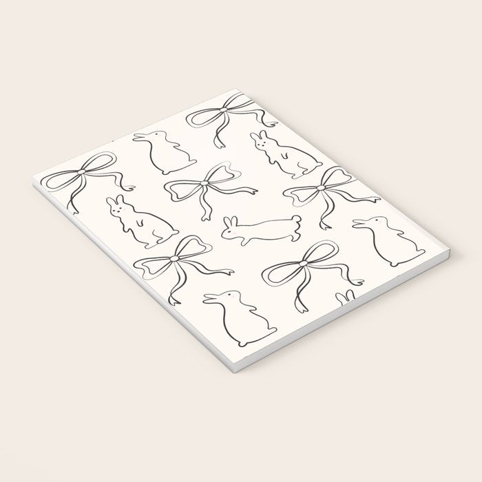 Ribbon Bows and Bunnies in Black and Linen White Notebook Gallery Image 3