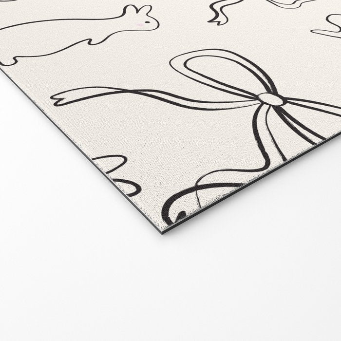 Ribbon Bows and Bunnies in Black and Linen White Welcome Mat Gallery Image 2