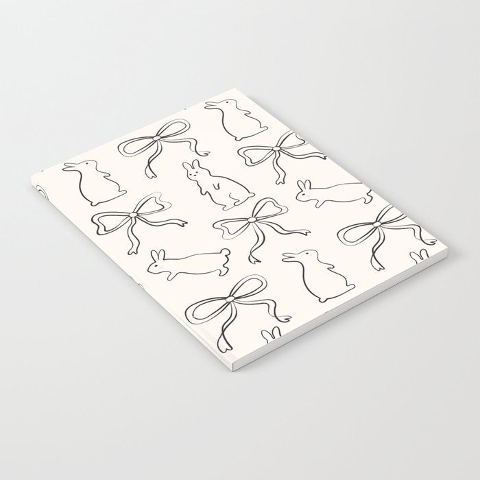 Ribbon Bows and Bunnies in Black and Linen White Notebook Gallery Image 2