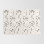 Ribbon Bows and Bunnies in Black and Linen White Rug Gallery Image 2
