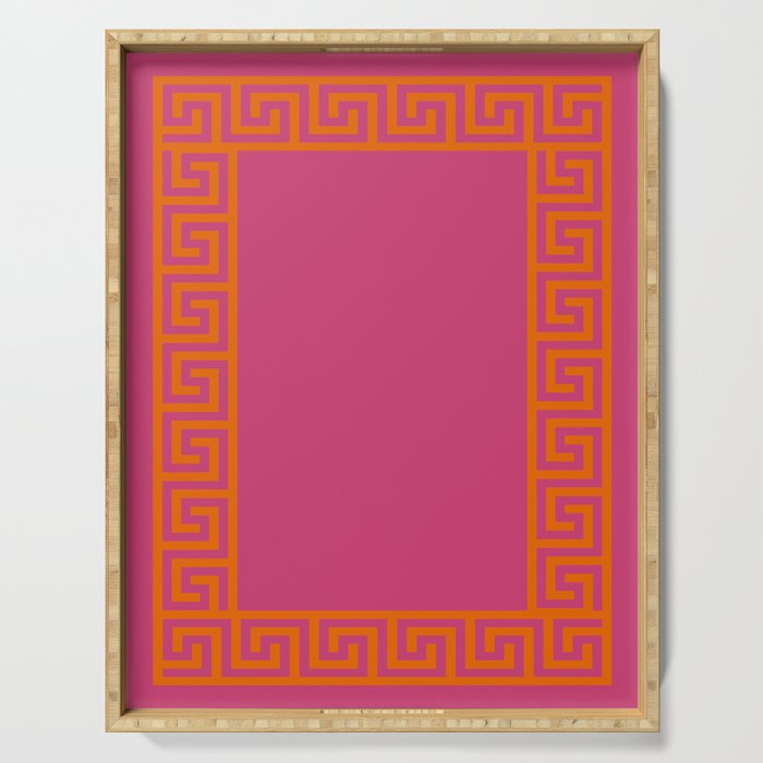 Pink Greek Key Print Serving Tray Gallery Image 1