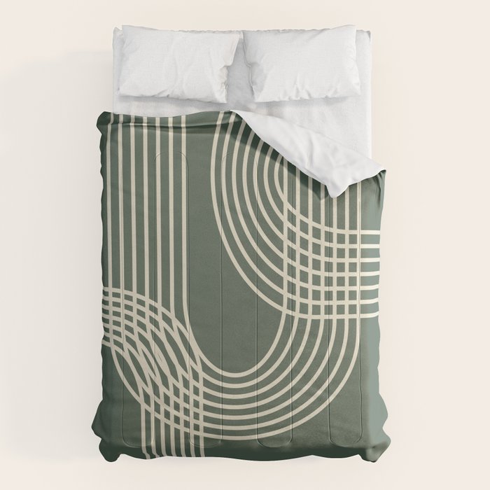 Minimalist Lines in Forest Green Comforter Gallery Image 1