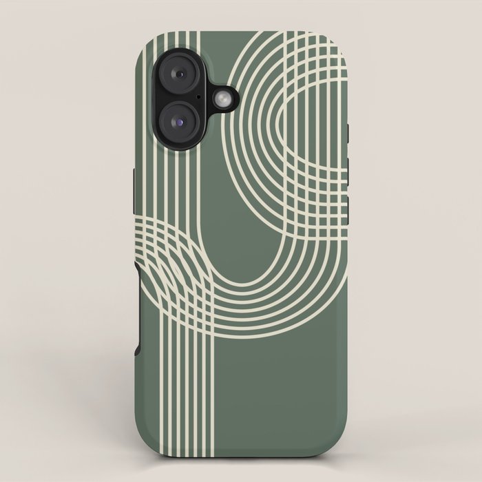 Minimalist Lines in Forest Green iPhone Case Gallery Image 1