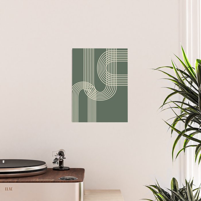Minimalist Lines in Forest Green Poster Gallery Image 2