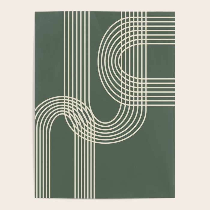 Minimalist Lines in Forest Green Poster Gallery Image 4