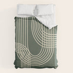 Minimalist Lines in Forest Green Duvet Cover Gallery Image 6