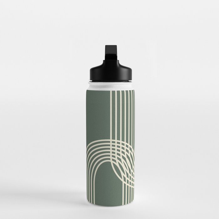 Minimalist Lines in Forest Green Water Bottle Gallery Image 3