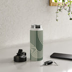 Minimalist Lines in Forest Green Water Bottle Gallery Image 4