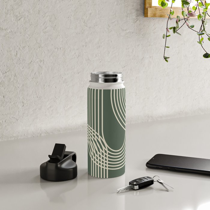Minimalist Lines in Forest Green Water Bottle Gallery Image 4