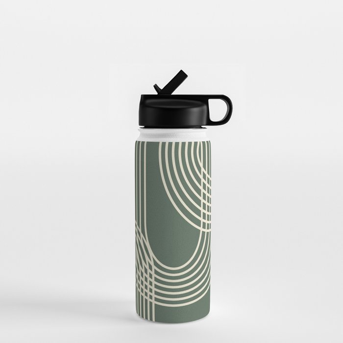 Minimalist Lines in Forest Green Water Bottle Gallery Image 1