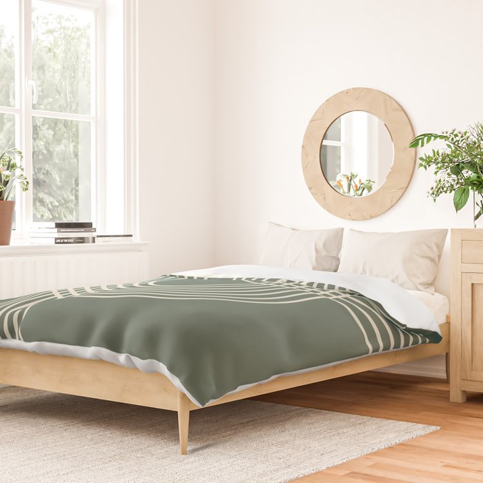 Minimalist Lines in Forest Green Duvet Cover Gallery Image 2