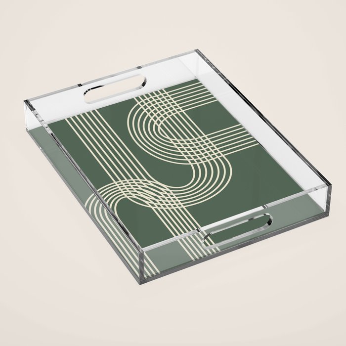 Minimalist Lines in Forest Green Acrylic Tray Gallery Image 1
