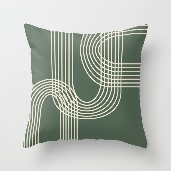 Minimalist Lines in Forest Green Throw Pillow Gallery Image 6