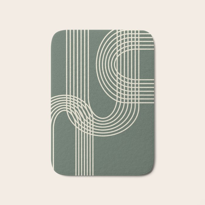 Minimalist Lines in Forest Green Bath Mat Gallery Image 1