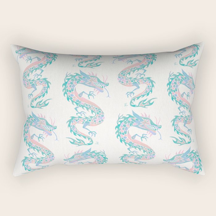 Chinese Dragon â 90s Pastel Palette Rectangular Pillow Gallery Image 2