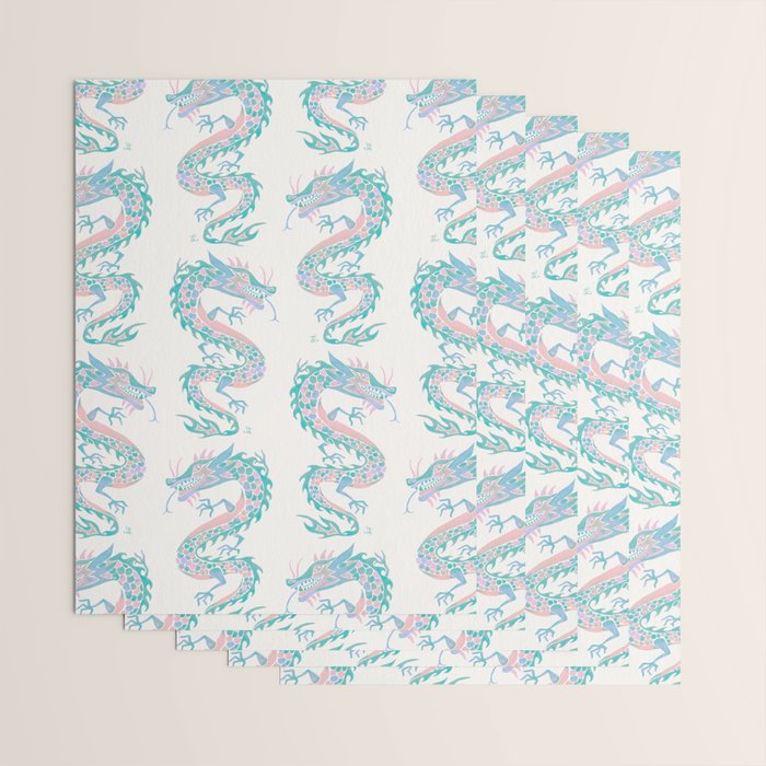 Chinese Dragon â 90s Pastel Palette Wrapping Paper Gallery Image 3