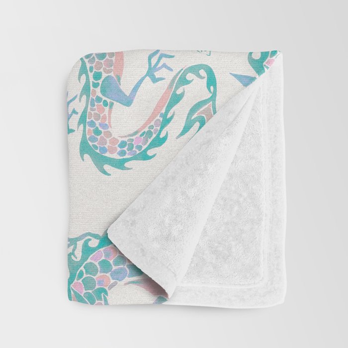 Chinese Dragon â 90s Pastel Palette Throw Blanket Gallery Image 3