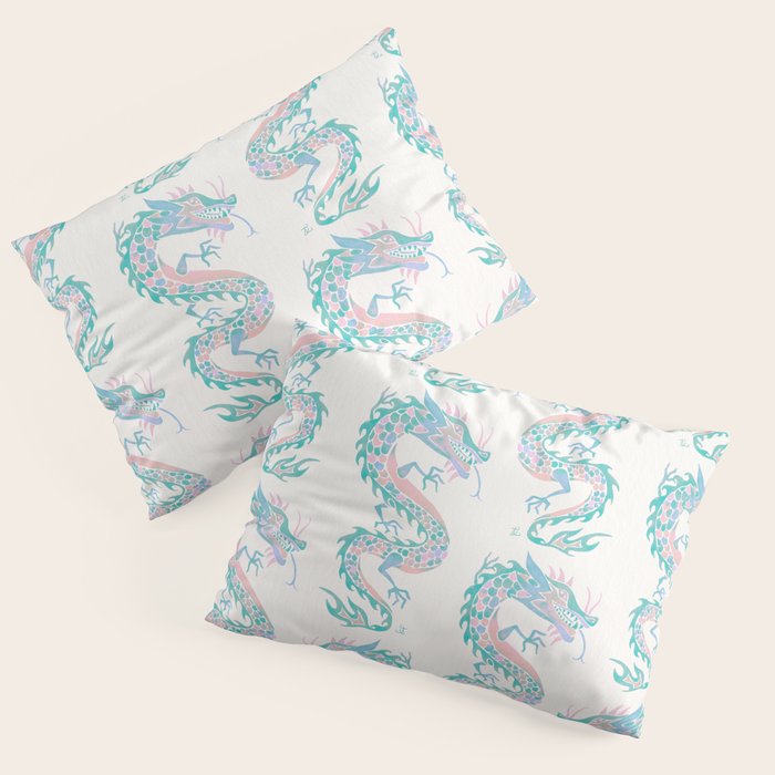 Chinese Dragon â 90s Pastel Palette Pillow Sham Gallery Image 3