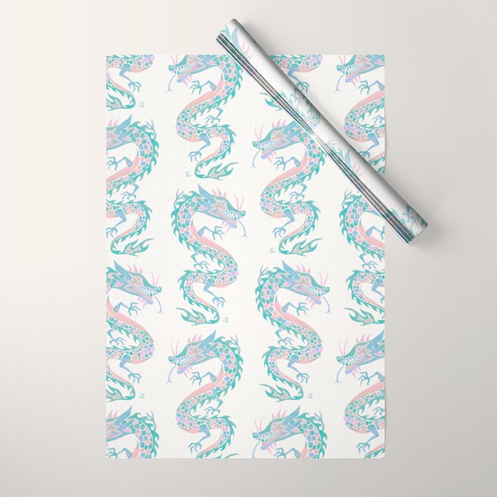 Chinese Dragon â 90s Pastel Palette Wrapping Paper Gallery Image 1