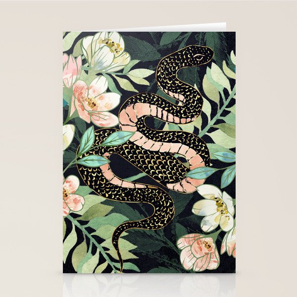 Metallic Floral Snake Stationery Card Gallery Image 2