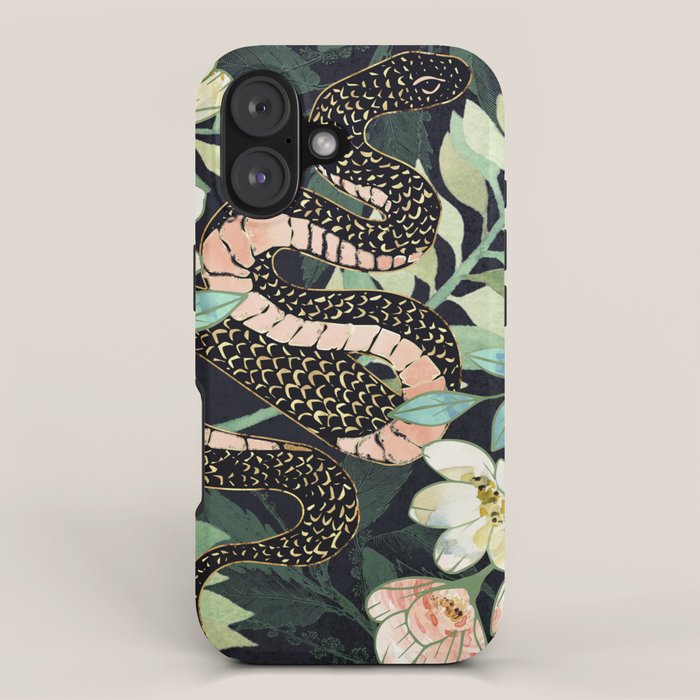 Metallic Floral Snake iPhone Case Gallery Image 1