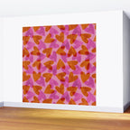 Linocut Hearts / Pink & Orange Wall Mural Gallery Image 2