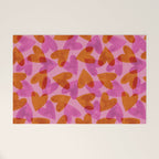 Linocut Hearts / Pink & Orange Welcome Mat Gallery Image 1