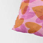 Linocut Hearts / Pink & Orange Pillow Sham Gallery Image 4