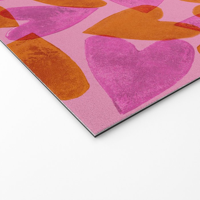 Linocut Hearts / Pink & Orange Welcome Mat Gallery Image 2