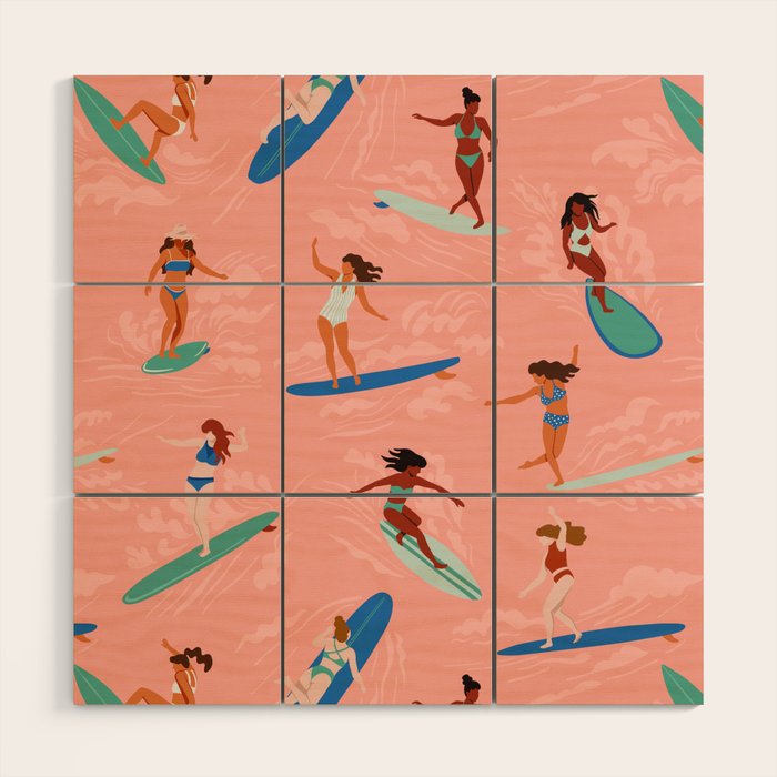 Surfer Girls Wood Wall Art Gallery Image 1