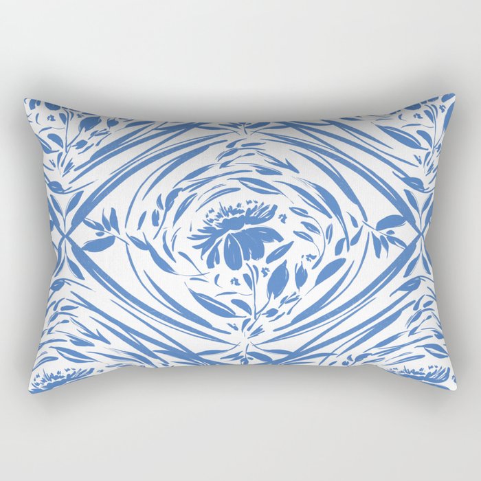 Floral pleasure pattern BW Rectangular Pillow Gallery Image 1