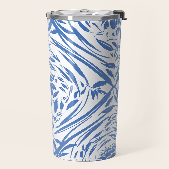 Floral pleasure pattern BW Travel Mug Gallery Image 2