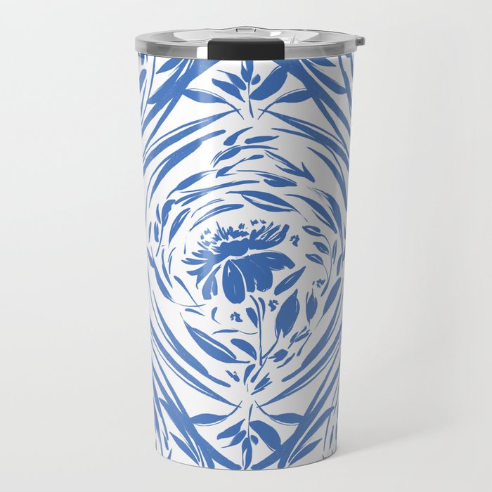 Floral pleasure pattern BW Travel Mug Gallery Image 1