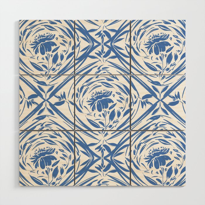 Floral pleasure pattern BW Wood Wall Art Gallery Image 1