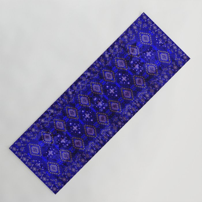 Oriental Opulence: Royal Blue Velvet Moroccan Majesty Yoga Mat Gallery Image 1