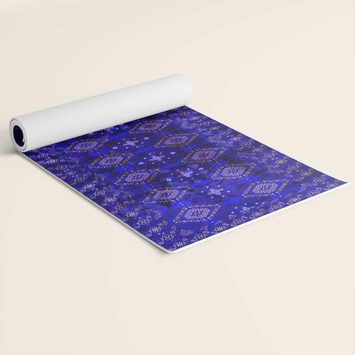 Oriental Opulence: Royal Blue Velvet Moroccan Majesty Yoga Mat Gallery Image 2