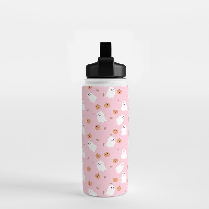  Cute Ghost Pumpkin Pink Halloween Water Bottle Gallery Image 2
