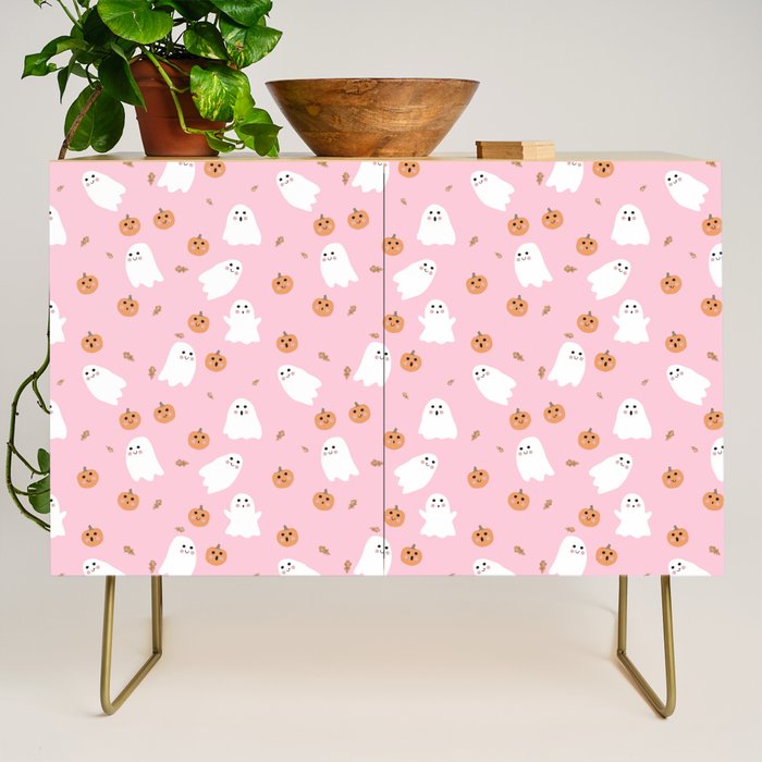  Cute Ghost Pumpkin Pink Halloween Credenza Gallery Image 1