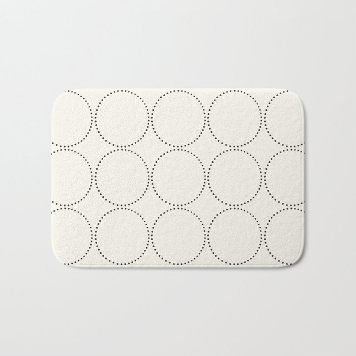 Minimalist Dotted Circles in Black and White Bath Mat Gallery Image 1